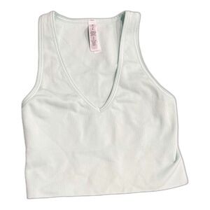 Athleta Light Teal Ribbed Aurora Crop Tank XS